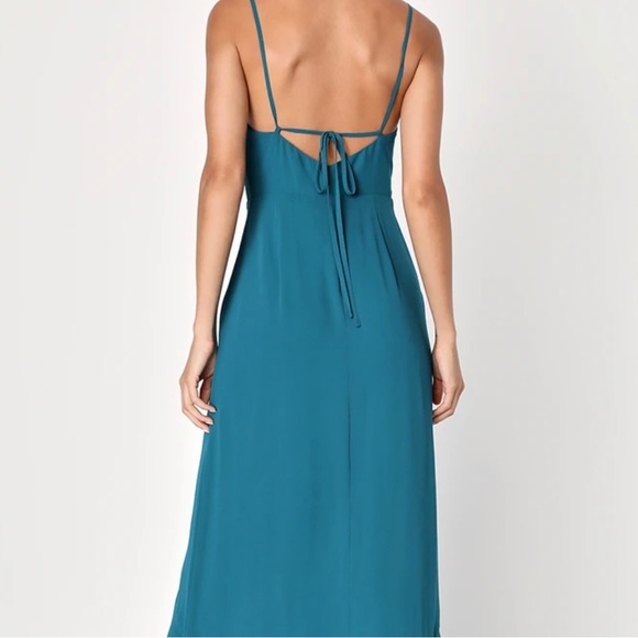 Lulu’s “Unforgettable Allure” Dark Teal Backless Tiered Maxi Dress - Picture 2 of 5